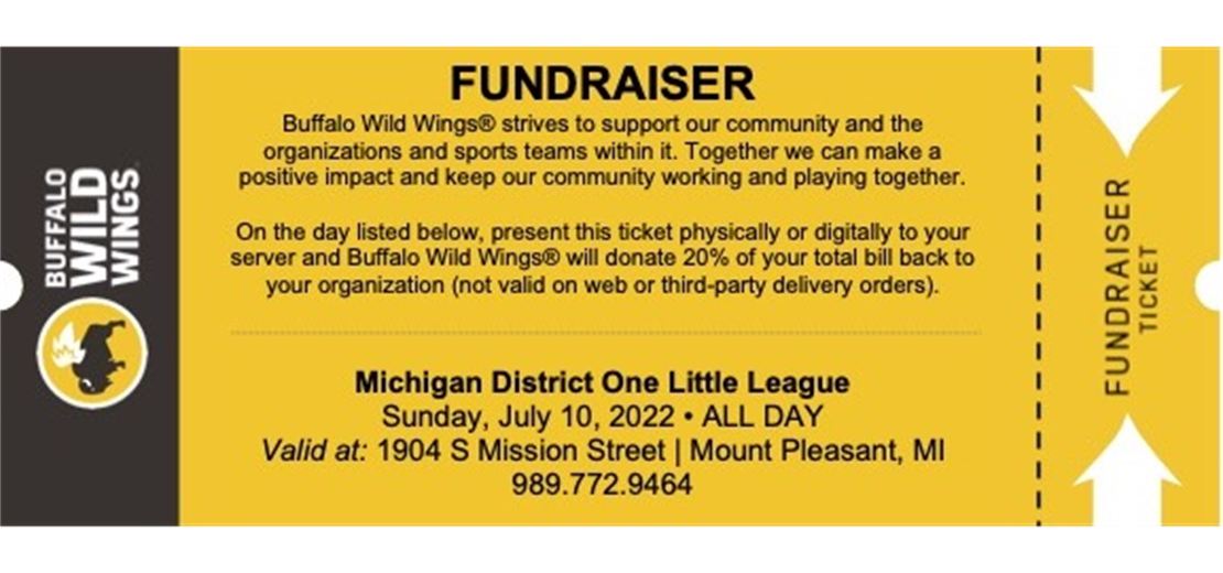 CRJBB Fundraiser - Buffalo Wild Wings (Mt. Pleasant)